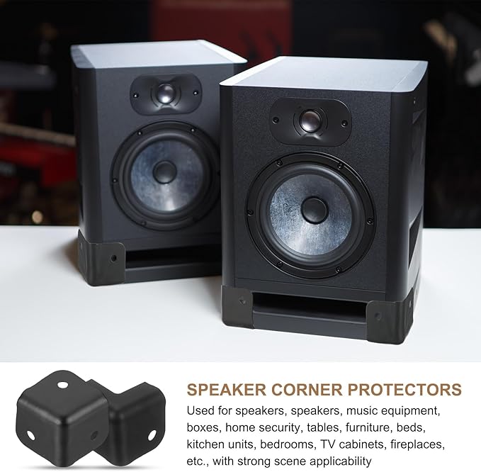 uxcell 8 Pcs 1.22" x 1.22" Speaker Corner Protectors, Iron Box Corner Edge Guard for Speaker, Guitar, Stage, Cabinets, Accessories Replacement, Black