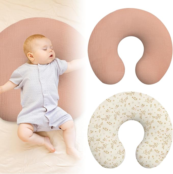 2Pcs Nursing Pillow Cover, Cotton Nursing Cover, Hidden Zip Nursing Pillowcover, Easy to Fit Nursing Cover, Flexible Easy to Use Nursing Pillowcover, Pillow Slipcover for Baby Girls Boys Newborn
