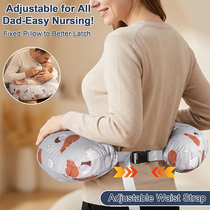 x-vesolje Plus Size Nursing Pillow Wider Support, Breastfeeding Pillow with Adjustable Strap Fit All Body Type, Ergonomic Breast Feeding Pillow, Baby Feeding Pillow for Mom- Max Size/Animal Gray