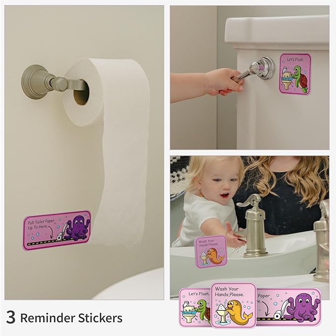 PUTSKA Potty Training Reward Chart for Girls with 35 Reusable Stickers – Potty Chart for Toddlers Girls - Reward Chart for Kids for Toilet Success - Mermaid