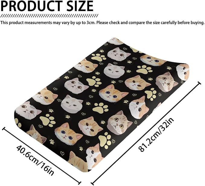 Cute Cat Paw Baby Changing Pad Cover Waterproof Breathable Universal Tray Table Mat Stretchy Durable Diaper Changing Cover Infant/Toddler Cozy Table Sheets