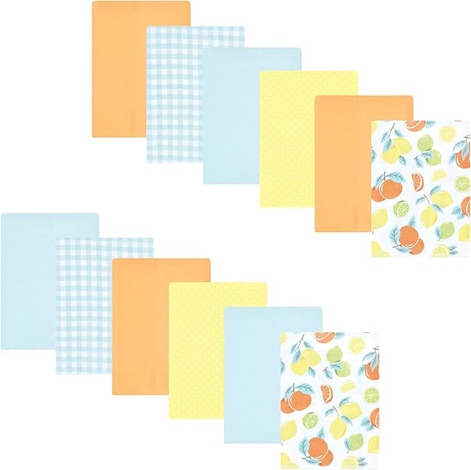 Hudson Baby Unisex Baby Flannel Burp Cloth 12pk, Citrus Mint, One Size
