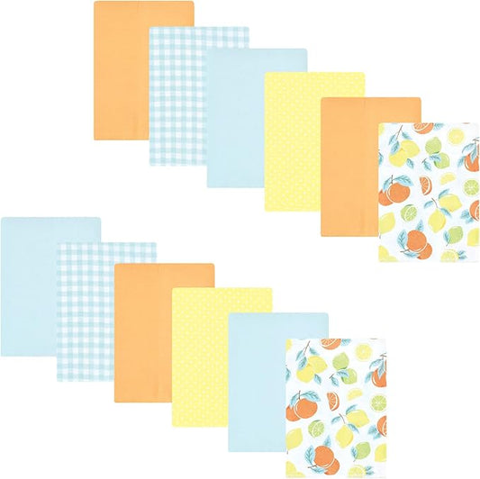 Hudson Baby Unisex Baby Flannel Burp Cloth 12pk, Citrus Mint, One Size