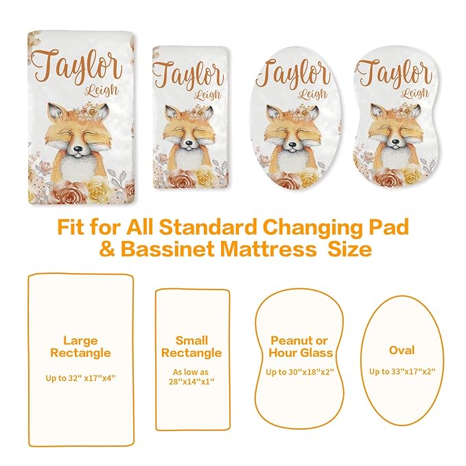 Custom Changing Pad Cover Set - Jersey Knit Comfy CozyUltra Soft Unisex Diaper Changing Table Covers with Personalized Name for Baby Boys Girls - Waterproof Ultra Soft 4 Pcs Set Style05