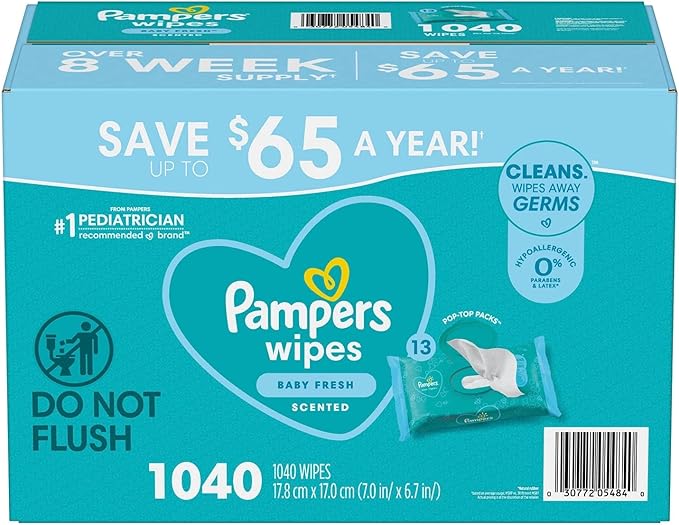 Pampers Scented Baby Wipes, Baby Fresh (1,040 Count)