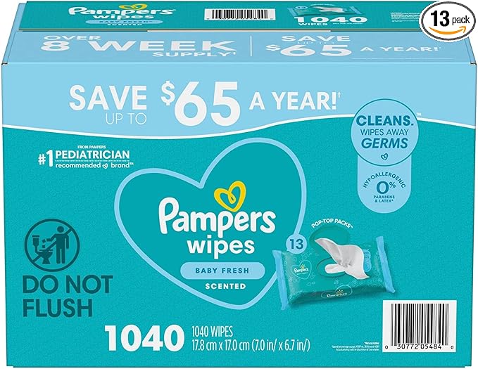 Pampers Scented Baby Wipes, Baby Fresh (1,040 Count)