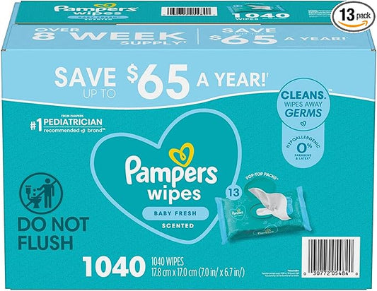 Pampers Scented Baby Wipes, Baby Fresh (1,040 Count)
