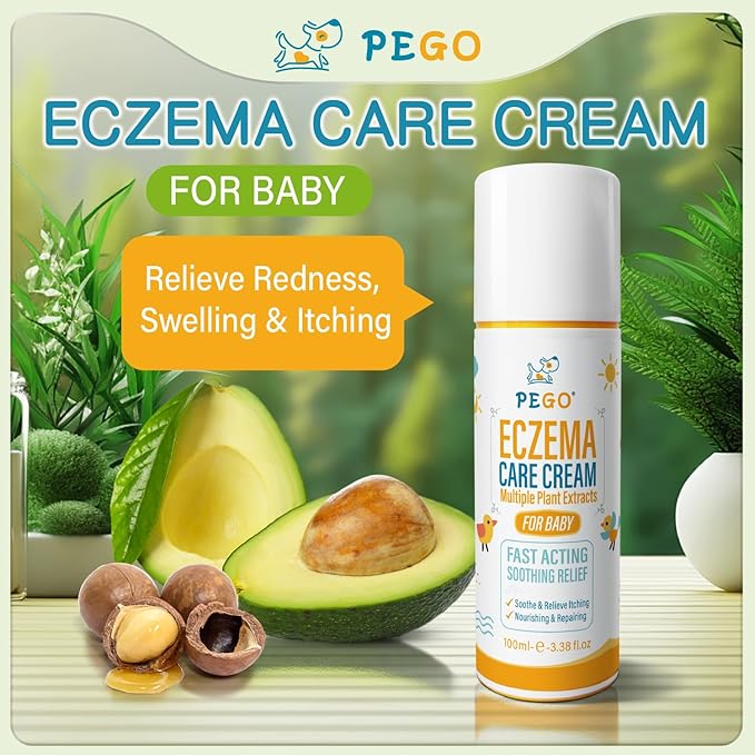 Baby Eczema Cream - Kids Eczema Therapy & Relief Body Cream, Nourishing Skin Protectant Soothes & Relieves Dry, Hypoallergenic, Fragrance & Steroid-Free (100ml, Fl Oz, 3.38) (White+)