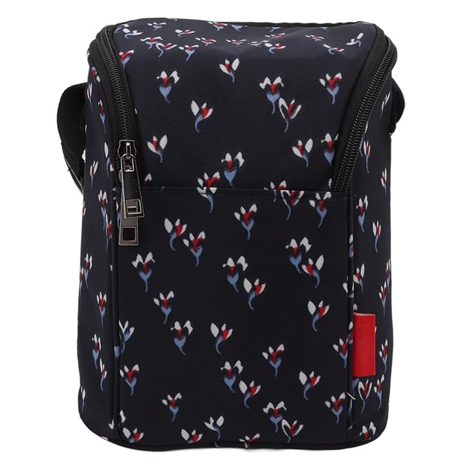 Garosa Breast Milk Storage Bags Insulated Cooler Bag for Nursing Mom Large Capacity Bottle Storage Thermal Tote Pouch Stylish Floral Black Lunch Keeper Portable Milk Cooler