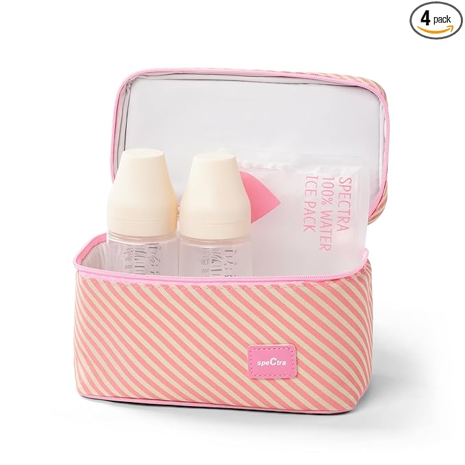 Spectra - Cooler Bag Storage Kit for Breast Milk - Pink (Ice Pack and 2 Wide Neck Bottles)