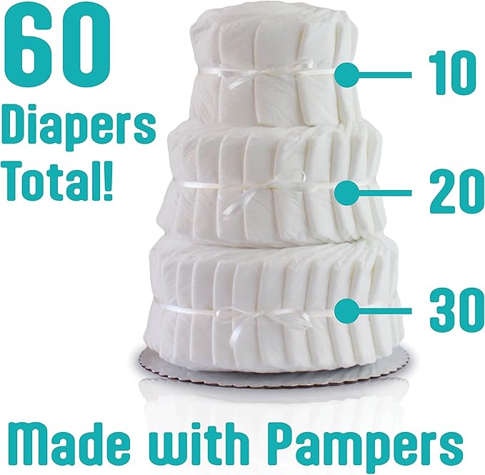 Decorate It Yourself 3 Tier Plain Diaper Cake-60 Diapers