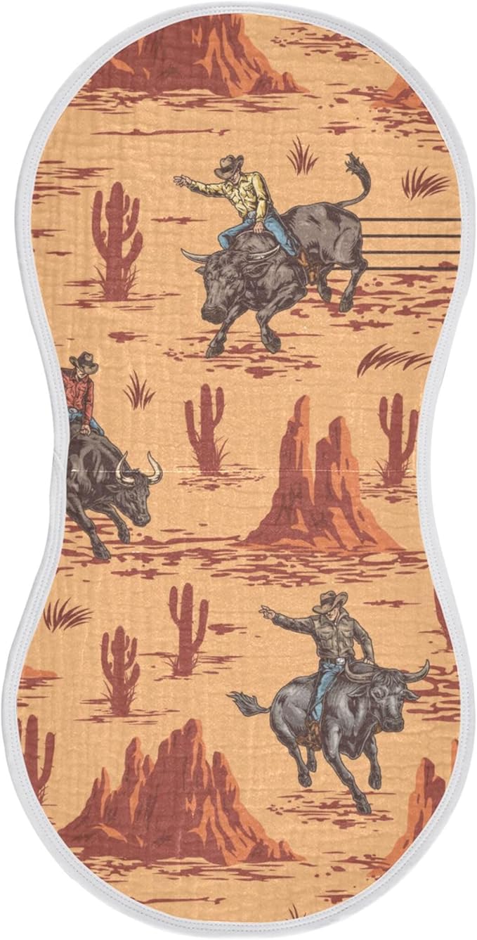 Western Cowboy Bulls Burp Cloths Baby Boys Girls Absorbent Soft Cotton Burping Cloths Rags 1 Pack