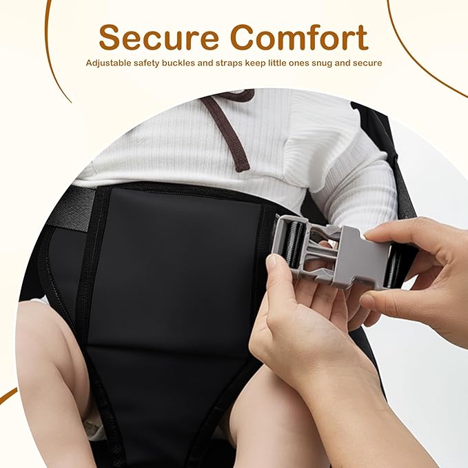 Booster Seat for Dining Table,Toddler Kids Boys Girls Portable PU Waterproof Travel Baby Boosters Increasing Cushion with Backrest and Adjustable Strap (Dark Gray, OneSize)