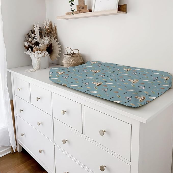 Wild Duck Hunting Hunter Baby Changing Pad Cover Sheets for Boy Girl 32''x16'' Mallard Duck Reeds Feathers Unisex Fitted Changing Table Sheets Wild Animal Soft Breathable Baby Change Table Mats