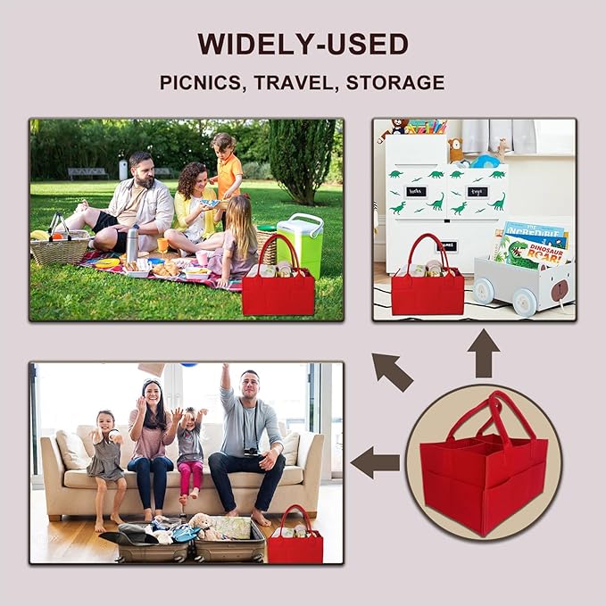 Baby Diaper Caddy is a versatile baby basket designed for nursery storage, car organization, and as a thoughtful gift for baby showers. Perfect for storing diapers and baby wipes. (Red)