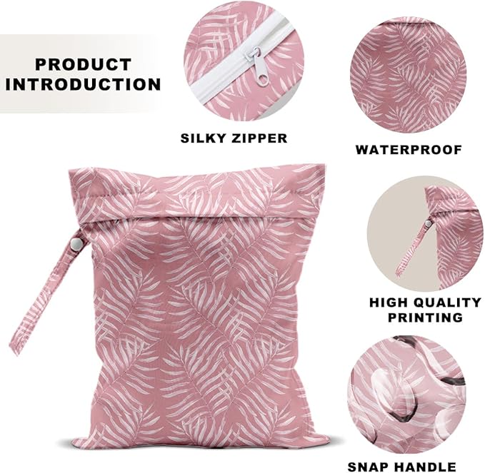 3 PCS Dandelion Travel Laundry Bags 12x10 Inch, Waterproof Washable Reusable Wet Bag with Handle, Wet Dry Bag for Swimsuit Travel Beach Pool Diapers Dirty Yoga Gym Clothes Stroller Toiletries