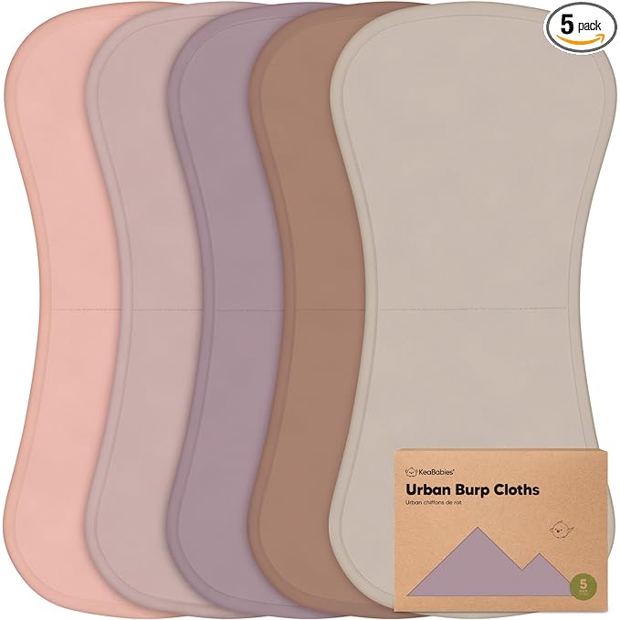 Organic Burp Cloths Baby Boy & Girl - 5-Pack Super Absorbent Cotton Burping Cloths for Babies, Soft & Plush Newborn Spit Up Rags, Infant Towels for Milk Spit Up, Unisex, Large 21" x 10" (Mauve)