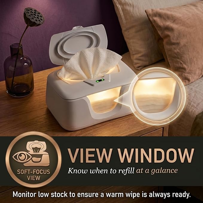 GOGO Pure Wet Wipe Warmer | Dispenser for Baby, Make Up, Adult Care - Auto Off Lights for Nighttime Changes, Dual Heat for Comfort, Top Heating, Moisture Lock Silicone and Large Capacity- Amazon only
