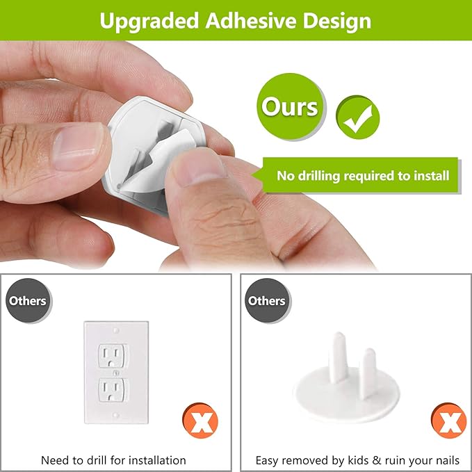 Outlet Covers (35 Pack) Child Proof Outlet Plug Covers Self-Closing Baby Proofing Outlet Protectors Upgraded Adhesive Design Safety Electrical Socket Caps