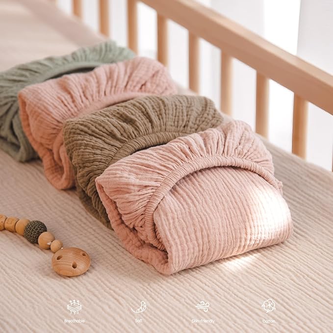 lulumoon Muslin Changing Pad Cover: 2-Pack Soft Breathable Cotton Vintage Plaid Print for Baby Boys Girls - Nursery & Baby Shower