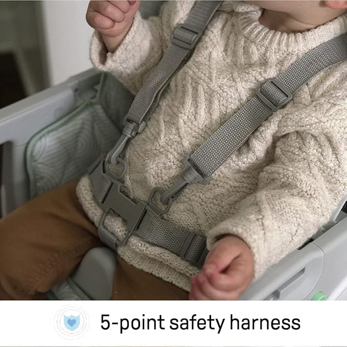 Ingenuity Beanstalk Baby to Big Kid 6-in-1 High Chair Converts from Soothing Infant Seat to Dining Booster Seat and more, Newborn to 5 Yrs - Ray