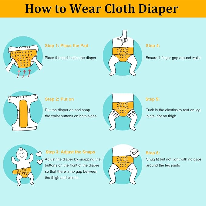 babygoal Reusable Cloth Diaper with Insert for Baby Boys and Girls 8-35lbs, Adjustable and Washable Nappy