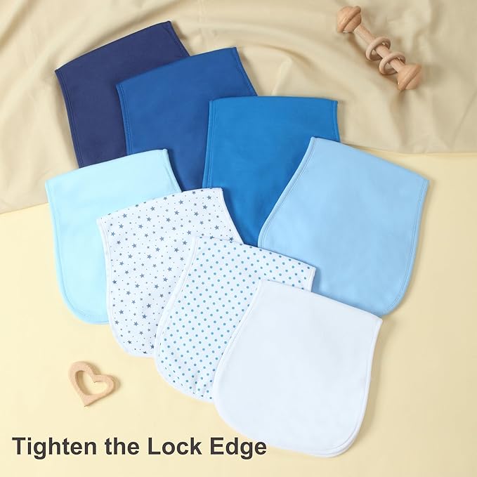 Waterproof Baby Burp Cloths 8-Pack - 4-Layer Super Absorbent Fabric, Extra Soft Plush Spit Up Rags for Newborns Infants, Unisex for Baby Boy Girl, Milk Spit Up Infant Towels