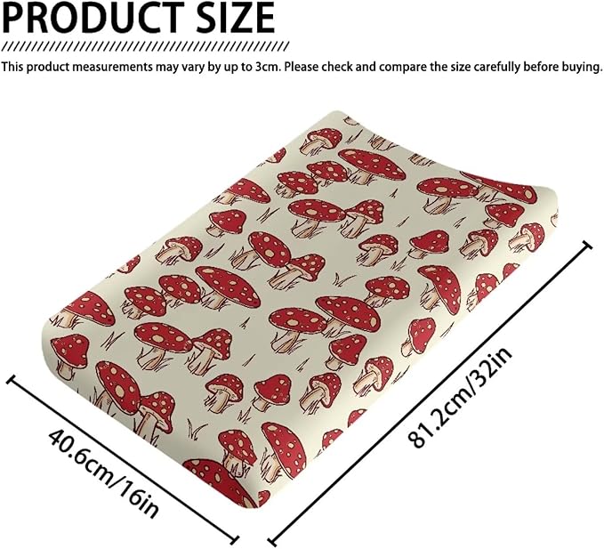 Mushroom Baby Changing Pad Cover Stretchy Diaper Changing Cover Infant/Toddler Waterproof Breathable Universal Tray Table Mat
