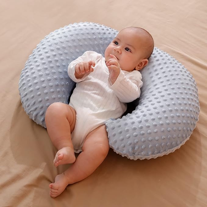 Pillowcase for Nursing Pillow and Positioner for Breastfeeding and Bottle Feeding, Propping Baby, Tummy Time, Baby Sitting Support, Awake-Time Support, Pillow Cover Only (Blue)