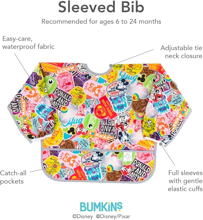 Bumkins Sleeved Bib for Girl or Boy, Baby and Toddler for 6-24 Mos