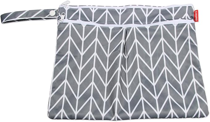 Damero 3pcs Travel Wet and Dry Bag with Handle for Cloth Diaper, Pumping Parts, Clothes, Swimsuit and More, Easy to Grab and Go, Gray Arrows