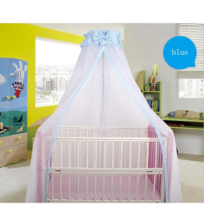 Breathable Crib Netting Bed Curtains Canopy for Kids Mosquito Net Bedroom Decor (Blue, Mosquito net)