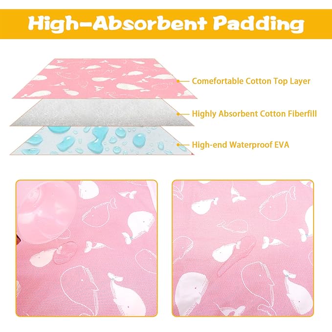 2 Pcs Baby Diaper Changing Pad, Maveek 19.7'' X 27.6'' Newborns Waterproof Diaper Pad Reusable Nappy Multi Function Washable Mat for Home and Outdoor(Pink&Blue)