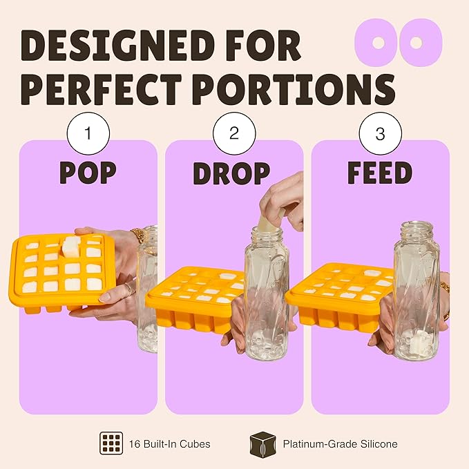 Breastmilk Freezer Tray – Reusable Silicone Tray 16-Cube – BPA-Free, Stackable, Sustainable Storage for Breastmilk & Baby Food