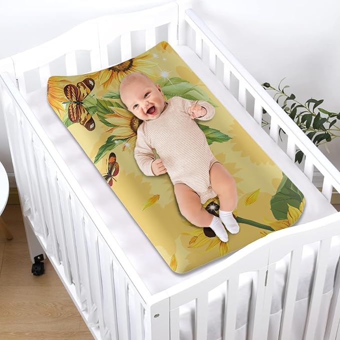 Changing Pad Cover, Sunflower Yellow Changing Table Cover Breathable Changing Table Sheet Diaper Changing Pad Cover