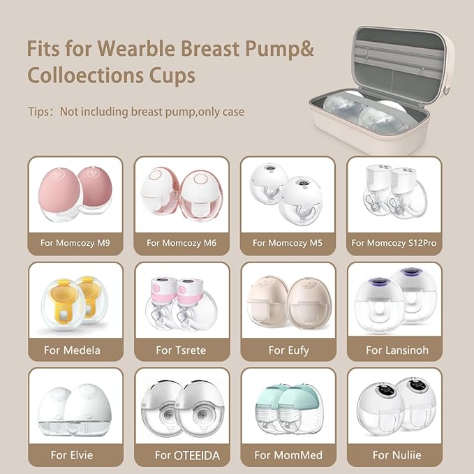 Wearable Breast Pumps Carrying Bag for Hands-Free Breast Pump, Hard Shell Case with Adjustable Crossbody Strap, On-the-Go Storage Pump Case for Momcozy/Willow/eufy/Nuliie/Lansinoh