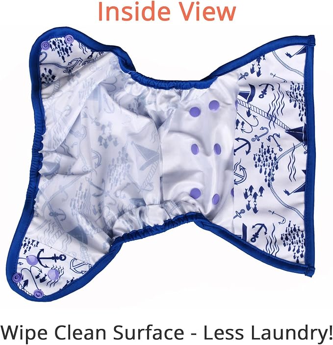 OsoCozy One Size Cloth Diaper Covers - Adjustable Snap Fit & Double Leg Gussets for Baby Boys & Girls from 8-35 Pounds. Use with Prefold, Flat or Fitted Cloth Diapers.