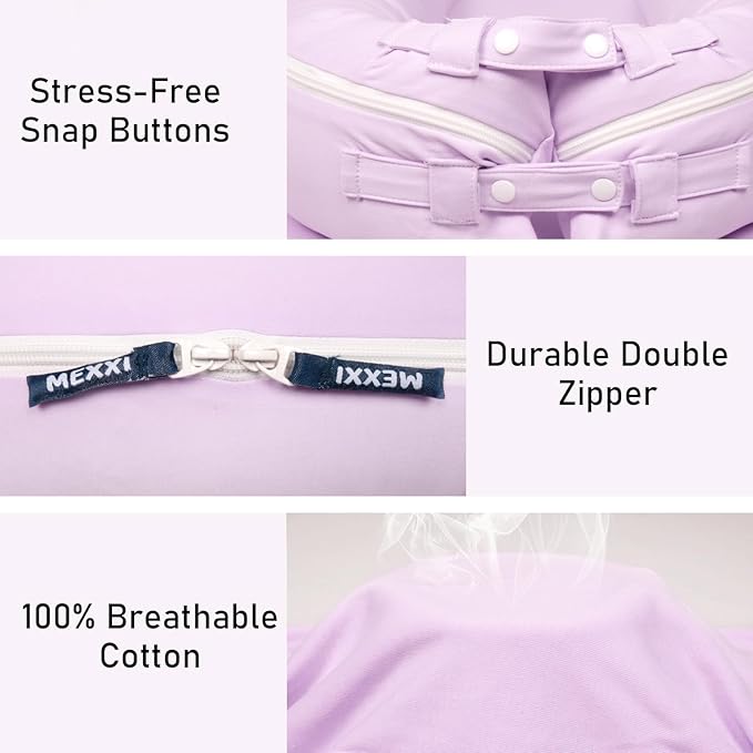 Organic Replacement Cover with Waterproof Pad | Premium Quality Spare Cover Certified Organic Cotton | [Fits Dockatot Deluxe + Docks] (Cover Only) (Lavender, Waterproof Organic Cotton)
