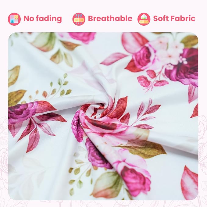 Nursing Pillow Cover, Ultra Soft Case for Baby Boy and Girls, Stretchy Removable Slipcover for Breastfeeding Pillows, Red Flower