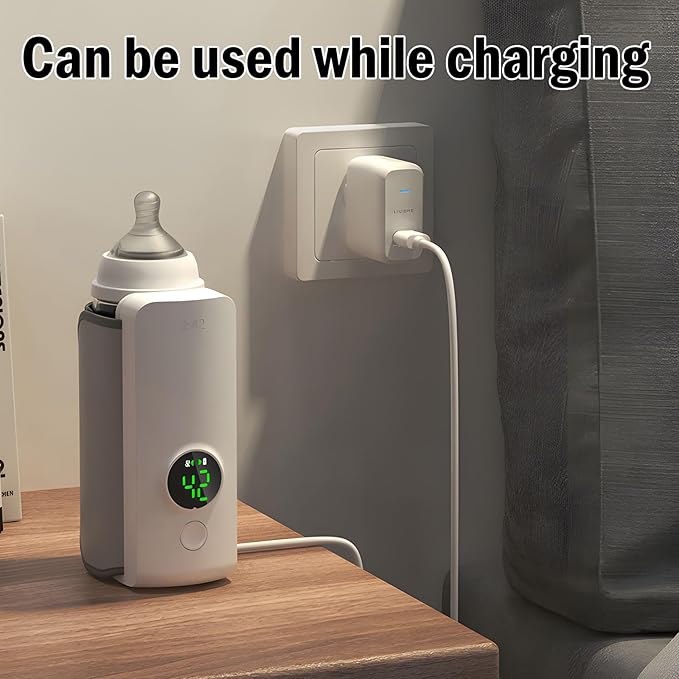 Portable Bottle Warmer, Rapid Warming with Battery-Powered Temperature Display for Travel, Waterless Milk Warming for Comfortable Baby Feeding On The Go