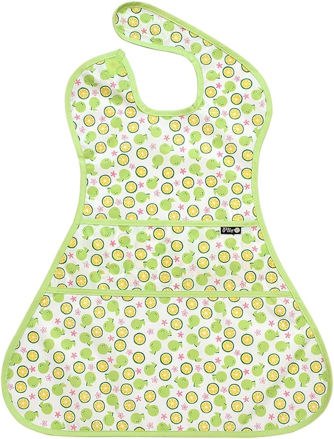 Plie Full Coverage Waterproof Feeding Bib for Toddlers – Extra Long Apron Bib for Mealtime, Self-Feeding, High Chairn