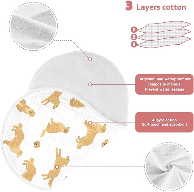 vvfelixl Burp Cloths Golden Retriever Dogs for Baby Boy Girls Baby Washcloths Burp Rags 1 Pack