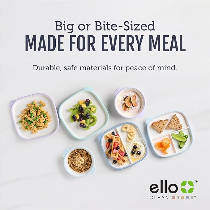 Ello Clean Start Toddler Bowls 2 Pack | Ceramic Kids/Baby Bowls with Silicone Sleeves | BPA-Free, Plastic-Free | Microwave & Dishwasher Safe | High Chair Friendly, Stackable | Cashmere Pink/Dune