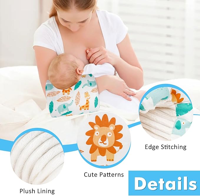 Baby Feeding Arm Pillow，Nursing Arm Pillows for Breastfeeding，Soft Cotton for Newborn, More Support for Mom and Baby,Portable and Washable,Ergonomic Nursing Essentials（White Elephant）