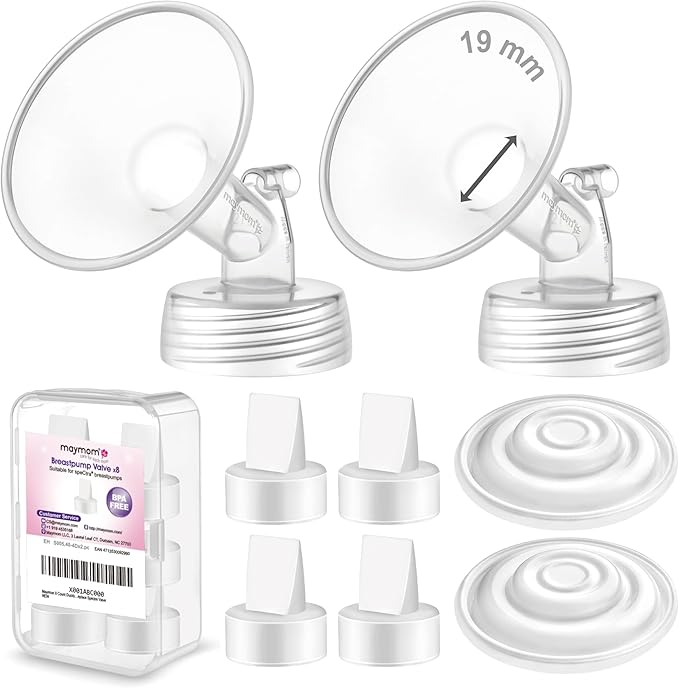 Maymom Pump Parts Compatible with Spectra S1 Spectra S2 Spectra Incl Wide Mouth Flange (19 mm) Duckbill Valve Silicone Membrane Replacement Parts Not Original Spectra Shield Parts