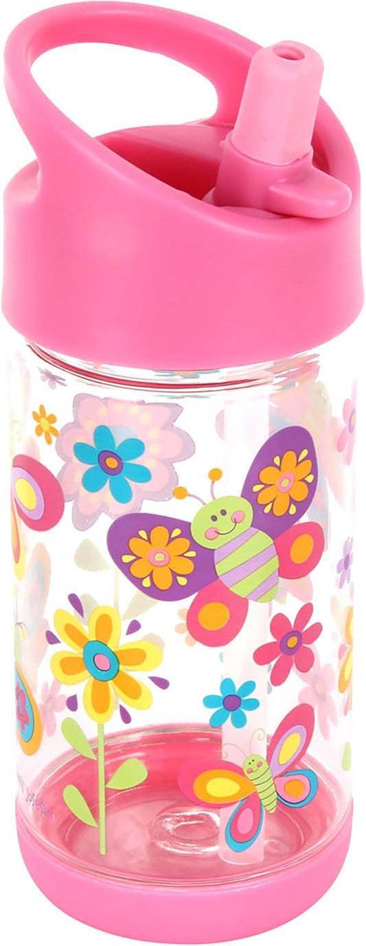Stephen Joseph, Kids Flip Top Water Bottle, 10 oz Tritan BPA Free, Water Bottle for Girls & Boys, Back to School Flip Top Bottle, BUTTERFLY