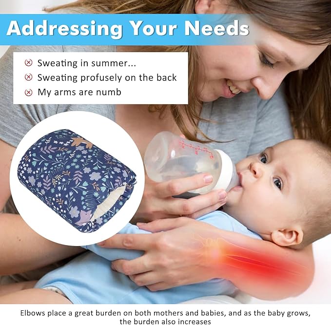 Baby Feeding Arm Pillow,Nursing Arm Pillows for Breastfeeding，Soft Cotton for Newborn, More Support for Mom and Baby,Portable and Washable,Ergonomic Nursing Essentials（Blue Fox）