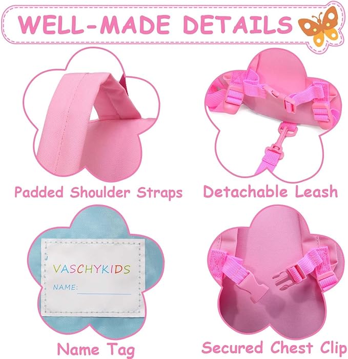 VASCHY Mini Toddler Backpack with Leash, Ultra Lightweight Tiny Little Daycare Backpack