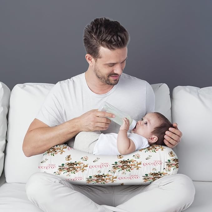Dyoart Custom Baby Nursing Pillow Cover for Nursing, Animal Pattern Removable Nursing Covers for Breastfeeding Pillows, Ultra Soft Comfortable Slipcover for Newborn Baby Boys and Girls