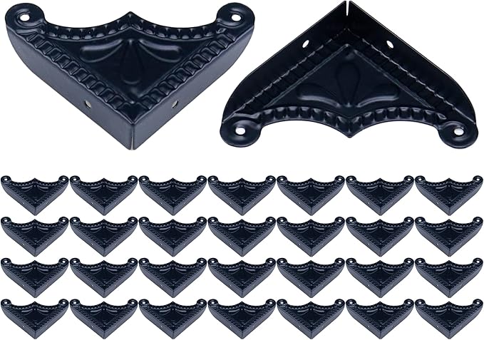 T Tulead Iron Box Corner Protectors Edge Safety Guard Furniture Edge Guard Cover 1.54"×1.54"×0.31" Deocrative Antique Edge Protectors Pack of 30 with Nails